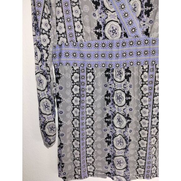 Athleta Womens Dress Sz Medium Mini Gray Lavender Tunic Wrap Stretch Cottagecore - Picture 6 of 14